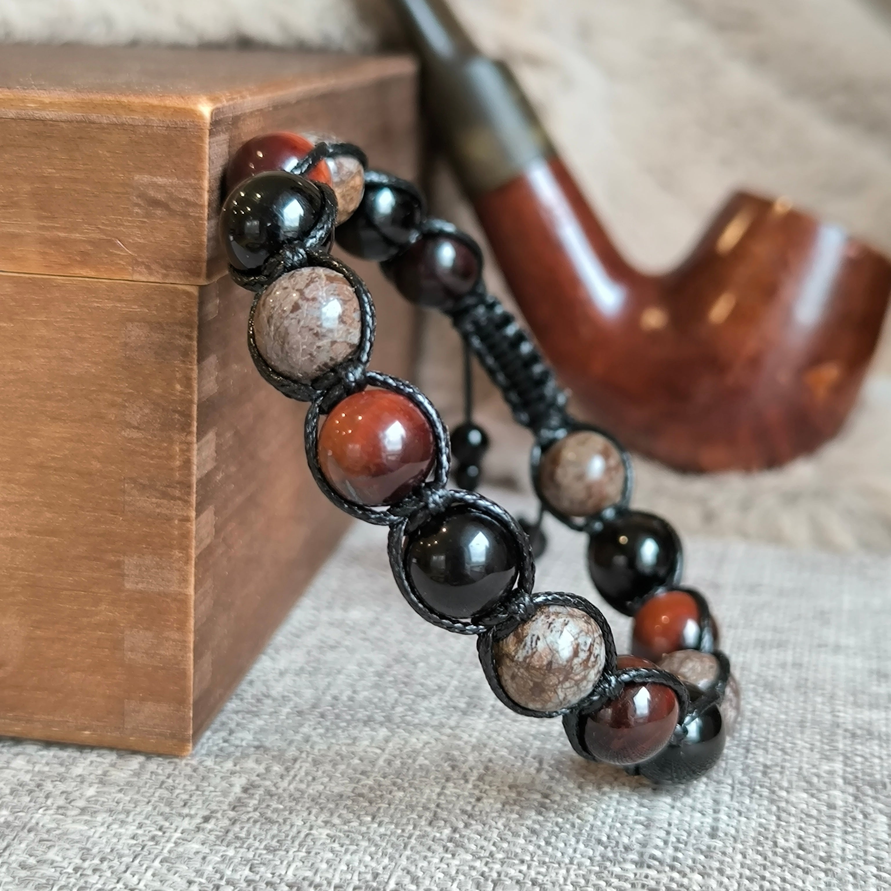 Maximus - Náramok z minerálov (Tigrie oko, Obsidián, Turmalín) - Marole