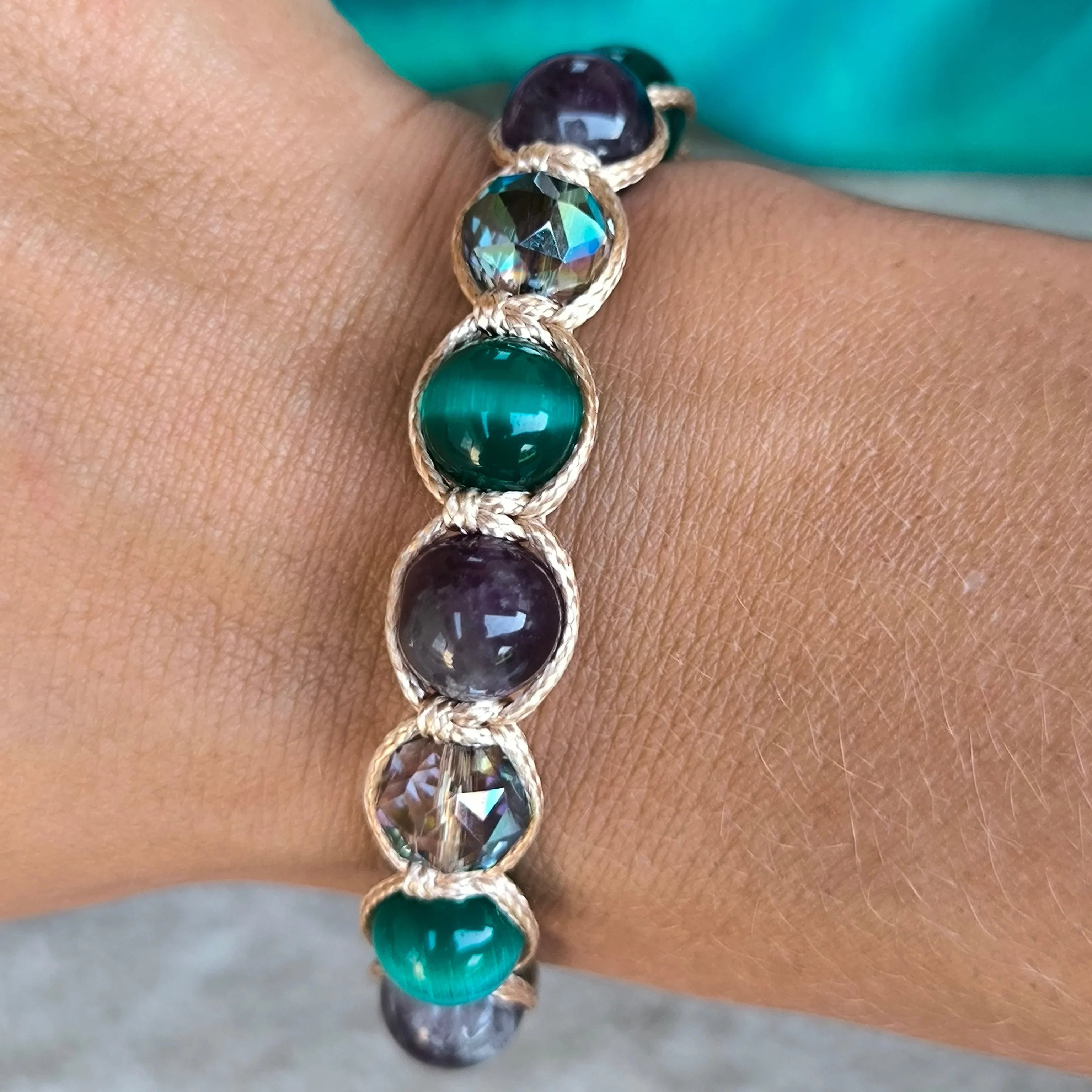 Mystic Forest – Mineralienarmband (Amethyst, Katzenauge) – Marole