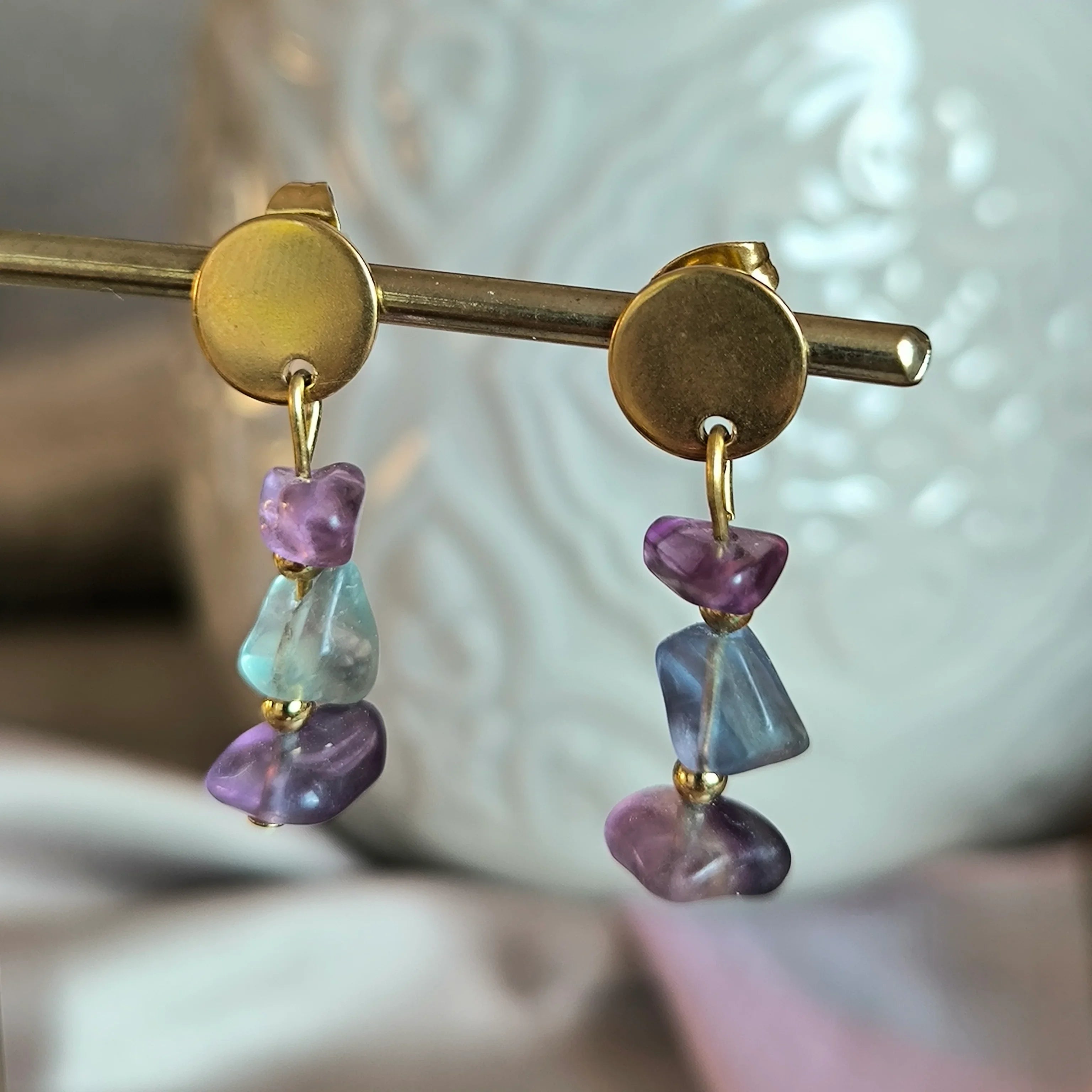 Kolczyki mineralne (Flouryt) - Marole