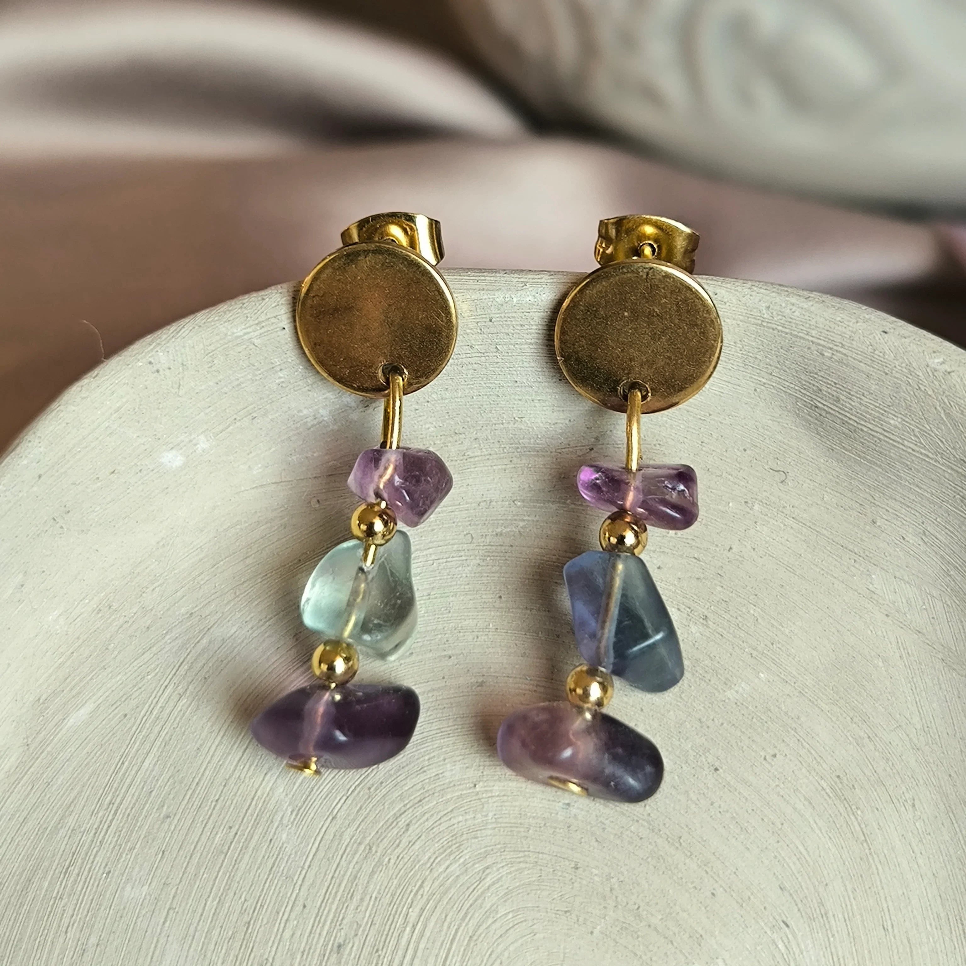 Kolczyki mineralne (Flouryt) - Marole