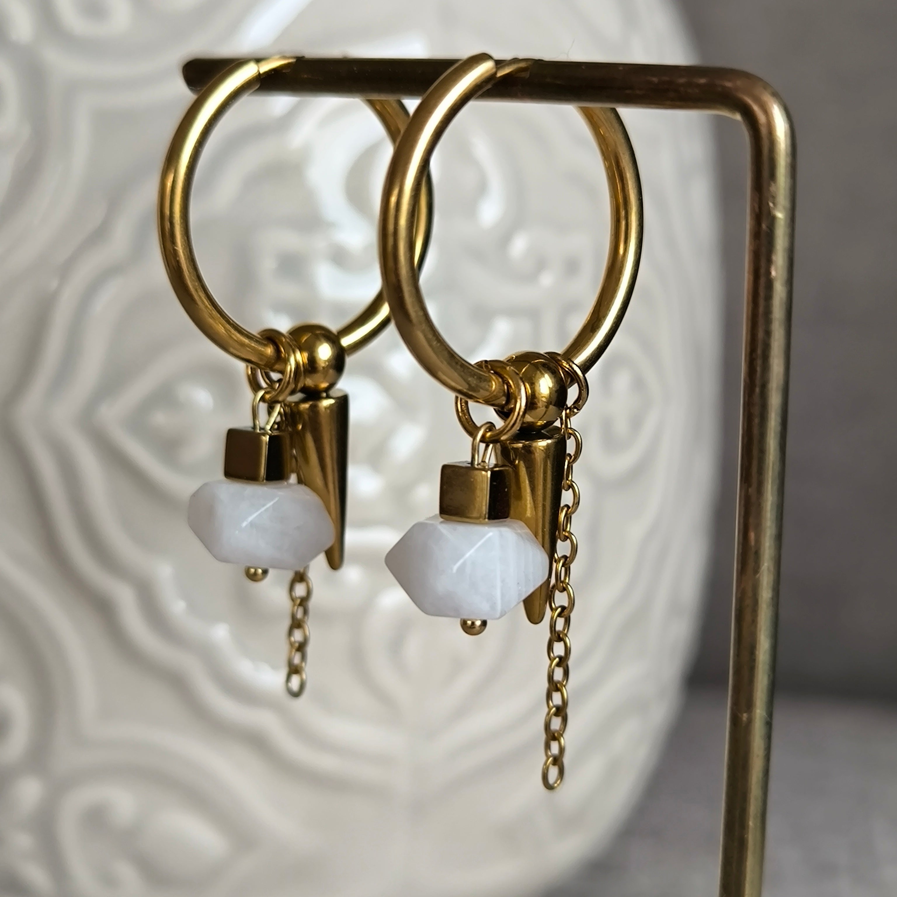 Mineralienohrringe (Mondstein) - Marole