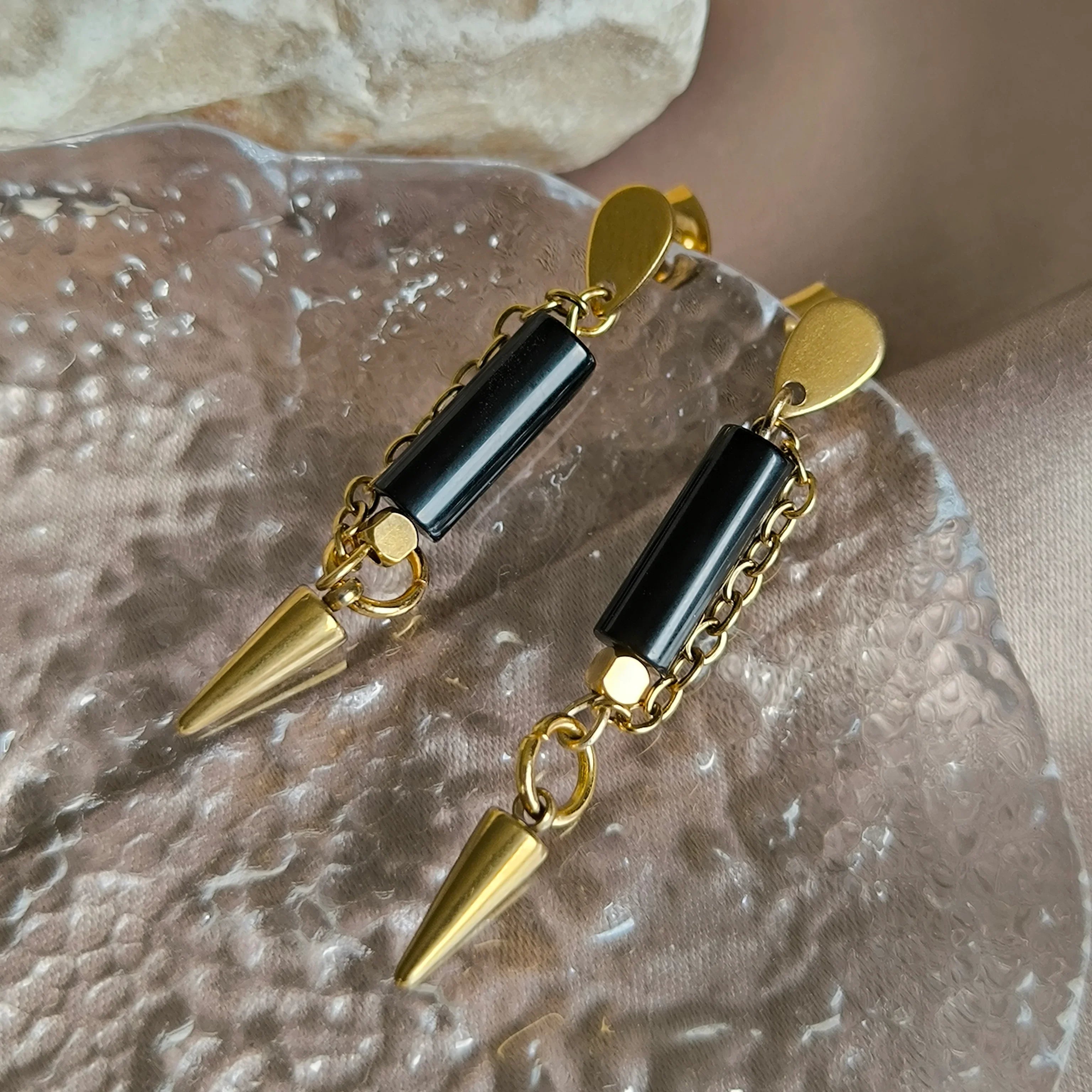 Mineralohrringe (Onyx) - Marole