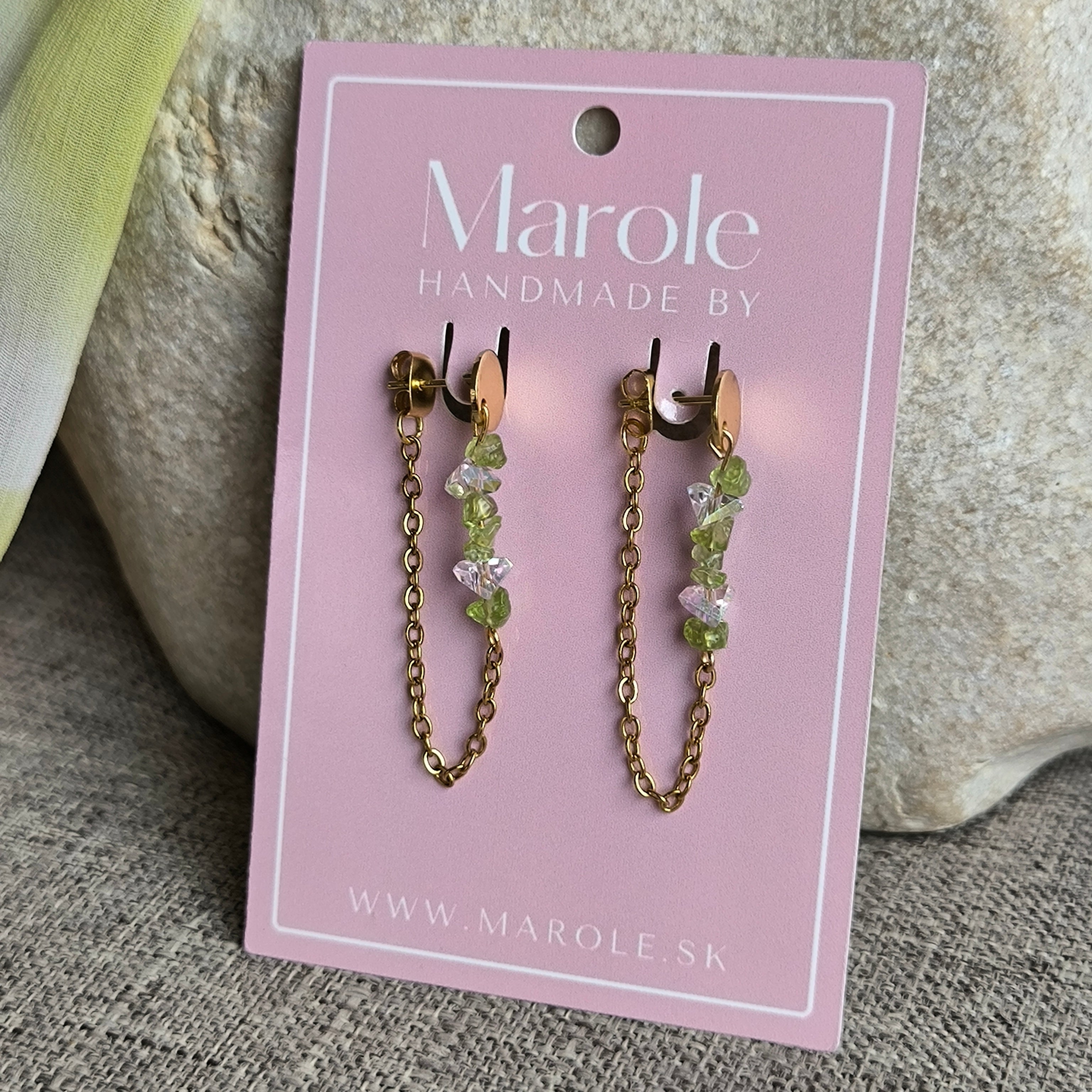 Mineralienohrringe (Peridot) - Marole