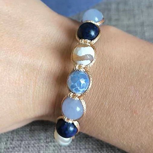Ozeantiefen – Mineralienarmband (Lapislazuli, Aquamarin, Achat) – Marole