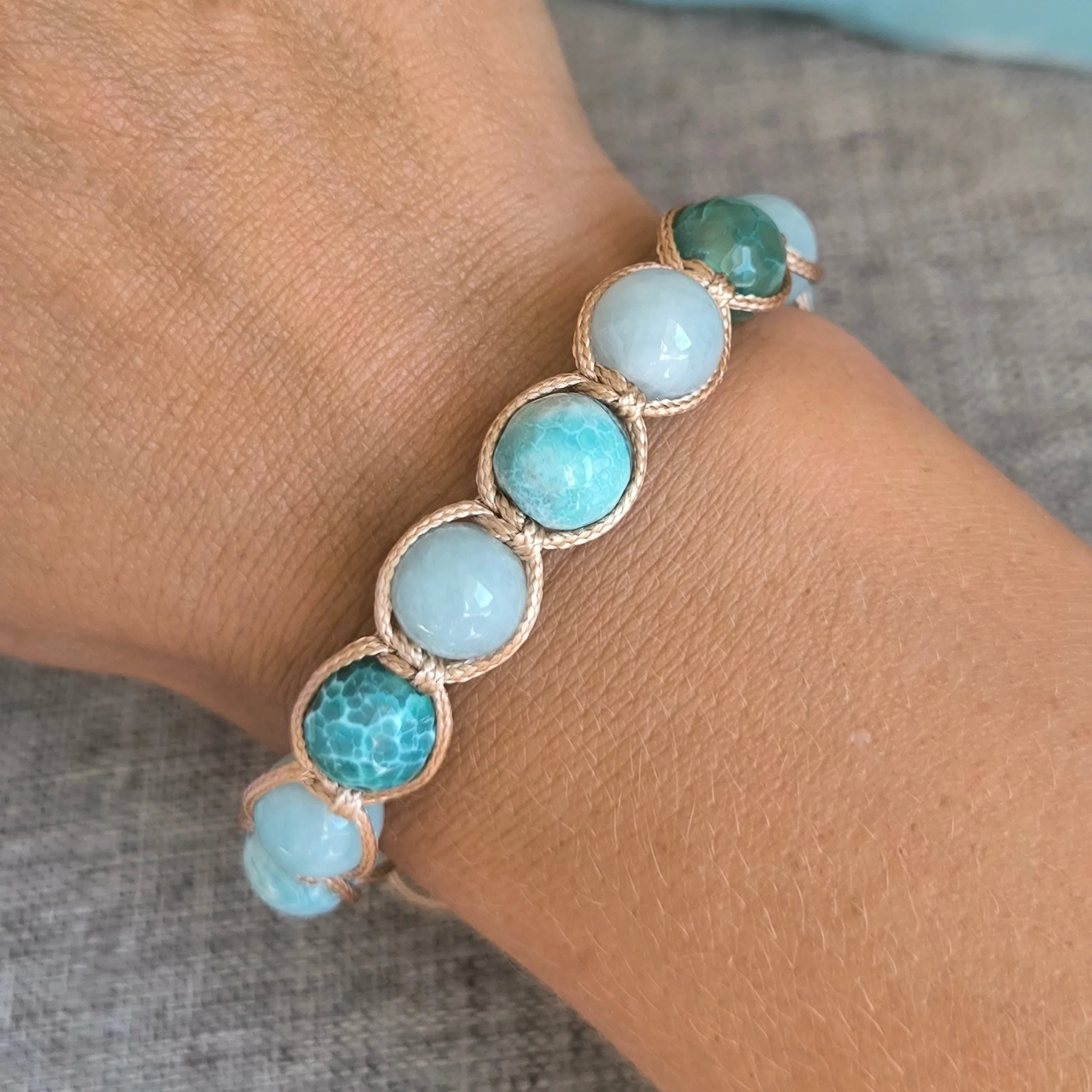 Ocean Serenity - Bransoletka mineralna (amazonit, agat) - Marole