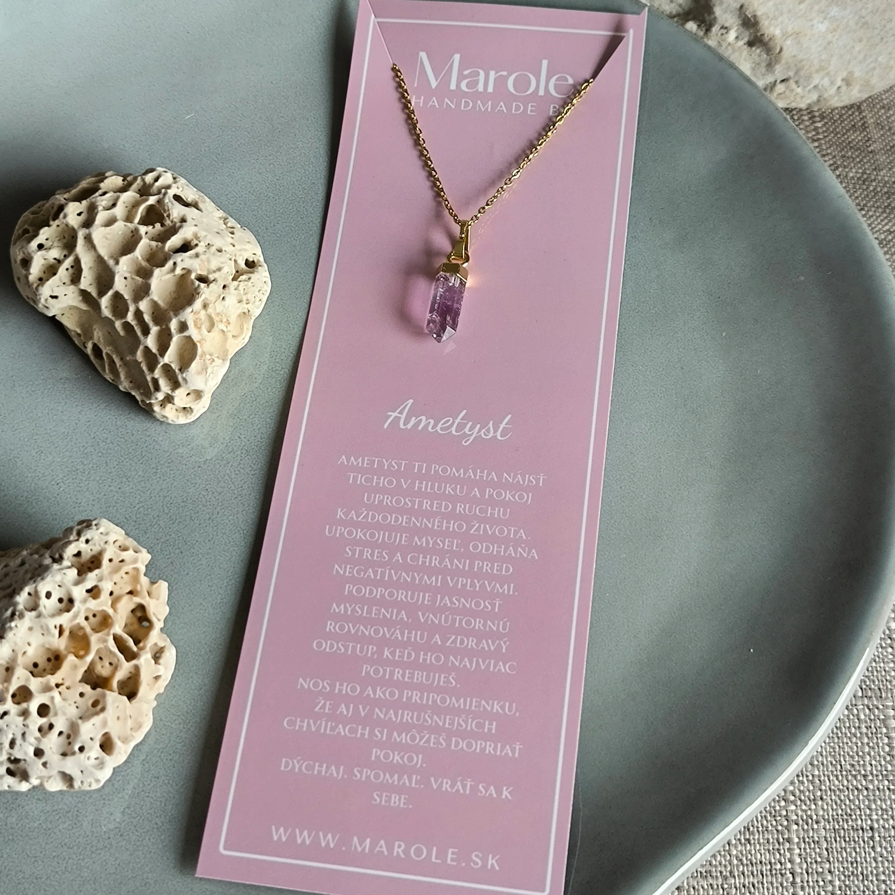 Kette mit Anhänger aus natürlichem Mineral (Amethyst) - Marole