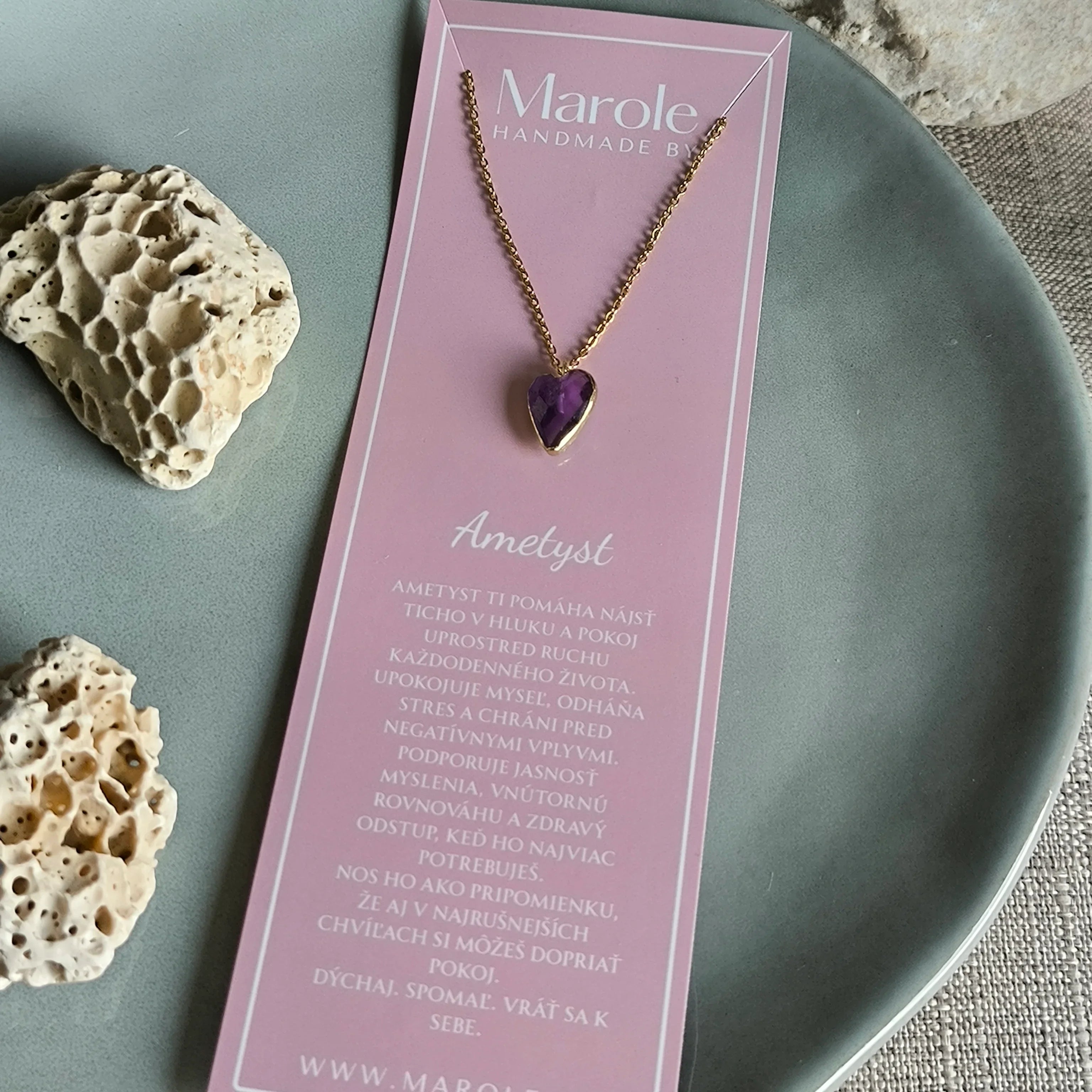 Kette mit Anhänger aus natürlichem Mineral (Amethyst) - Marole