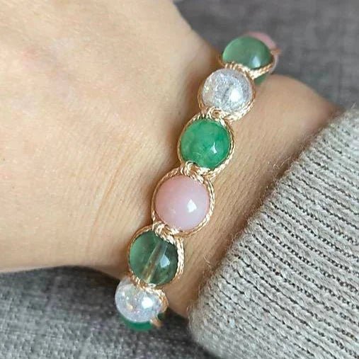 Rosalinda – Mineralienarmband (Fluorit, Jadeit, Rosenquarz, Kristall) – Marole