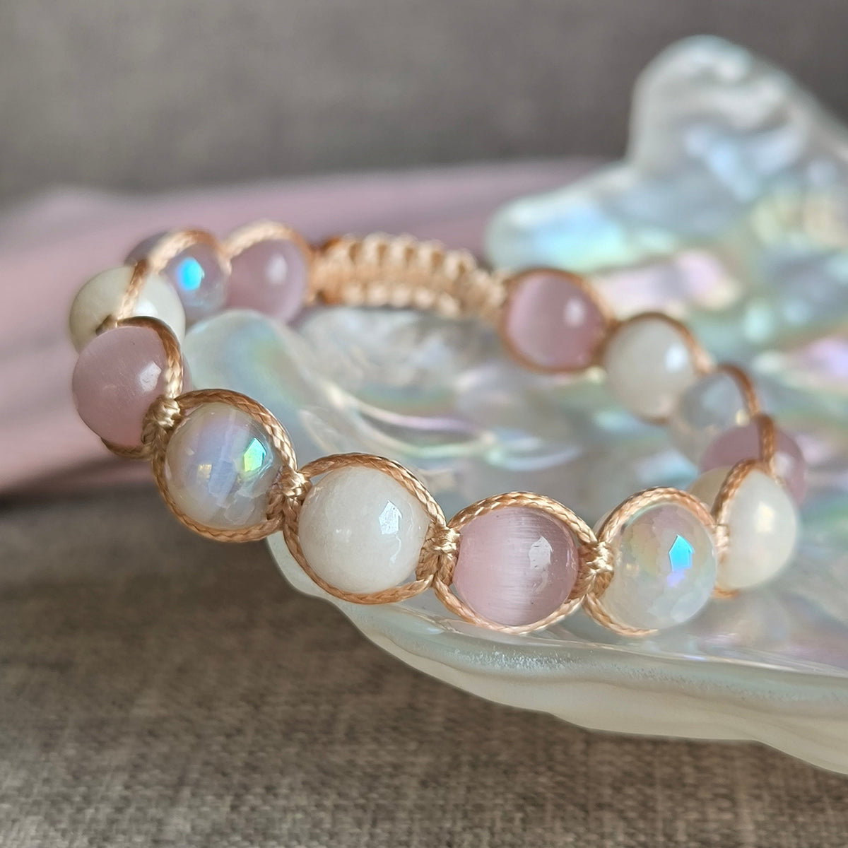 künstliche mineralien Zucker-Mineralien-Armband (Achat, Jadeit, Katzenauge)