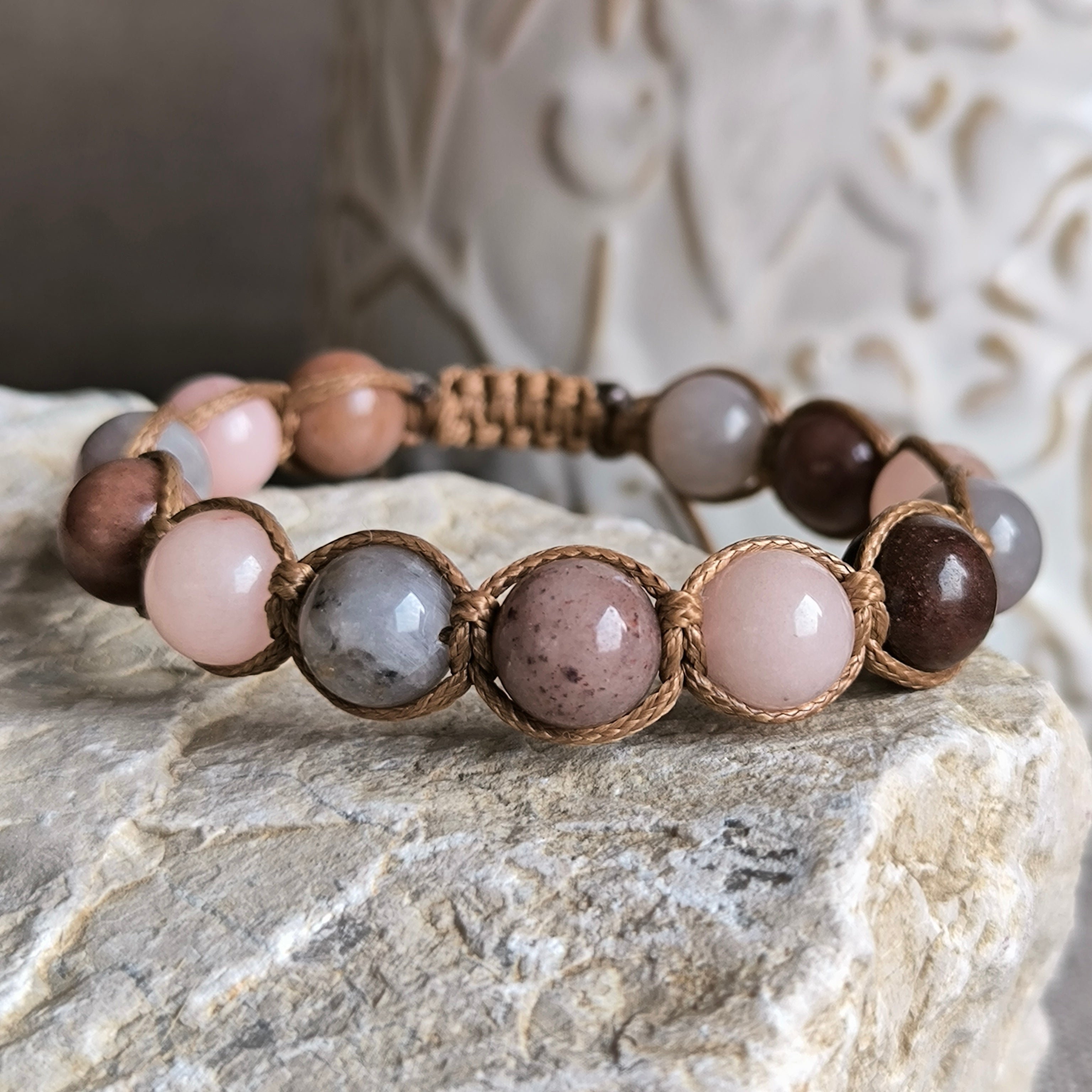 Terra - Náramok z minerálov (Ruženín, Avanturín, Jaspis) - Marole