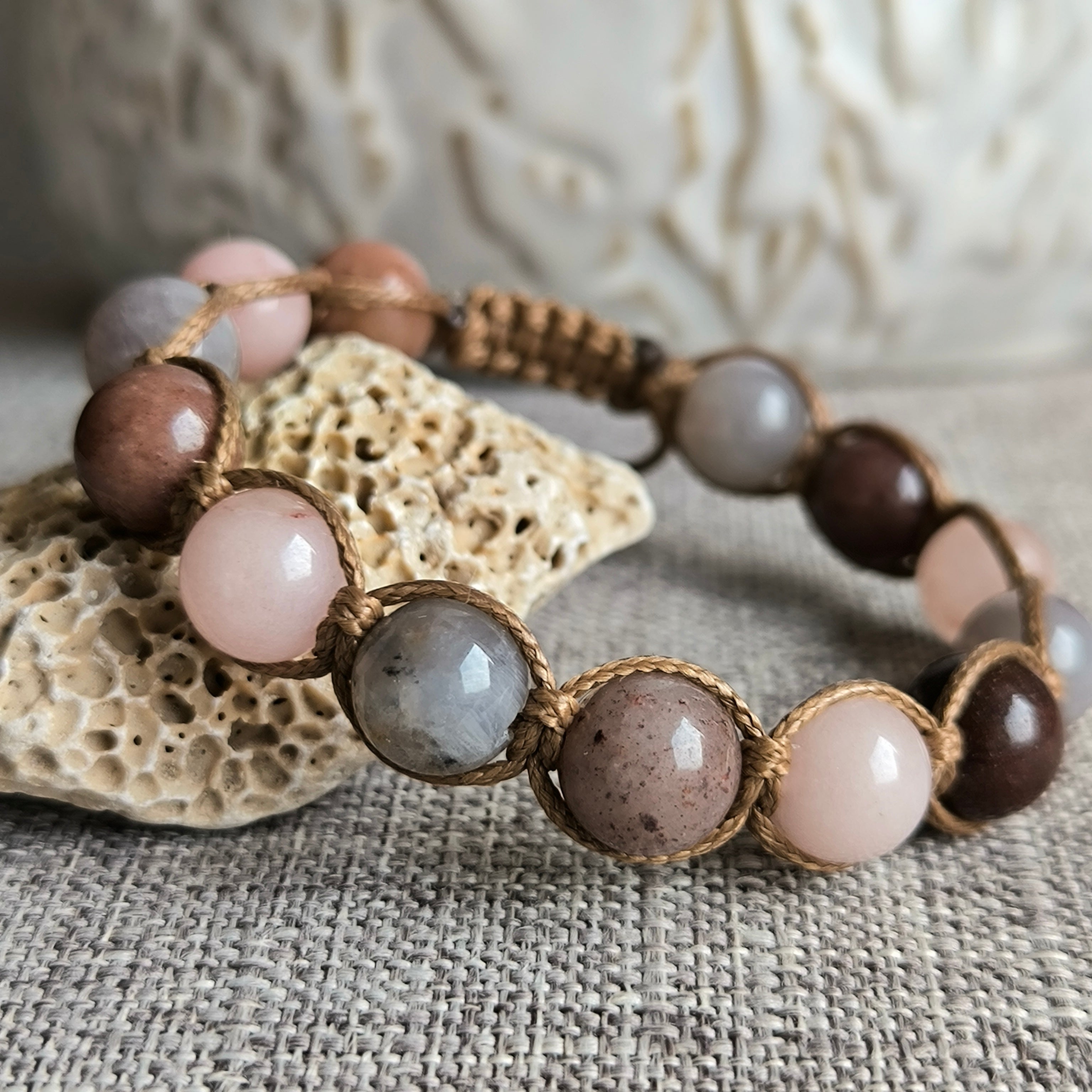 Terra - Náramok z minerálov (Ruženín, Avanturín, Jaspis) - Marole